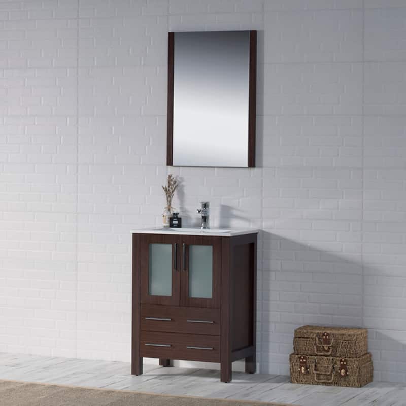 Blossom Solid Wood Double Bathroom Vanity w/ Ceramic Sink & Base