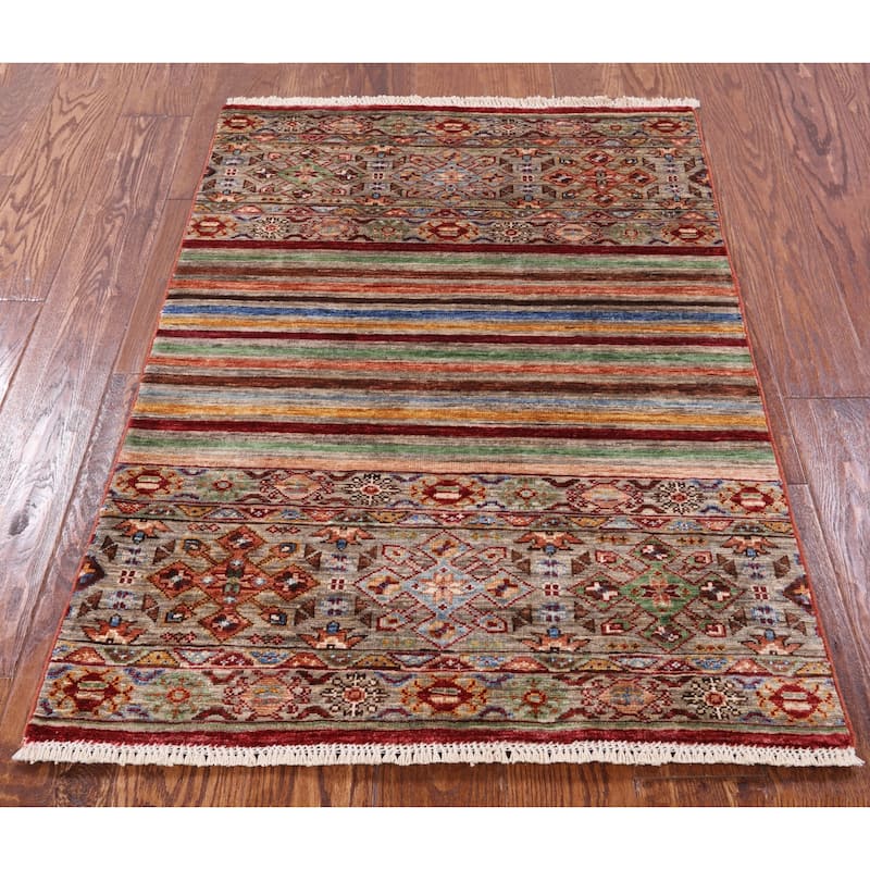 Golden Nile Khorjin Persian Gabbeh Handmade Wool Rug - 2' 8" X 3' 11"