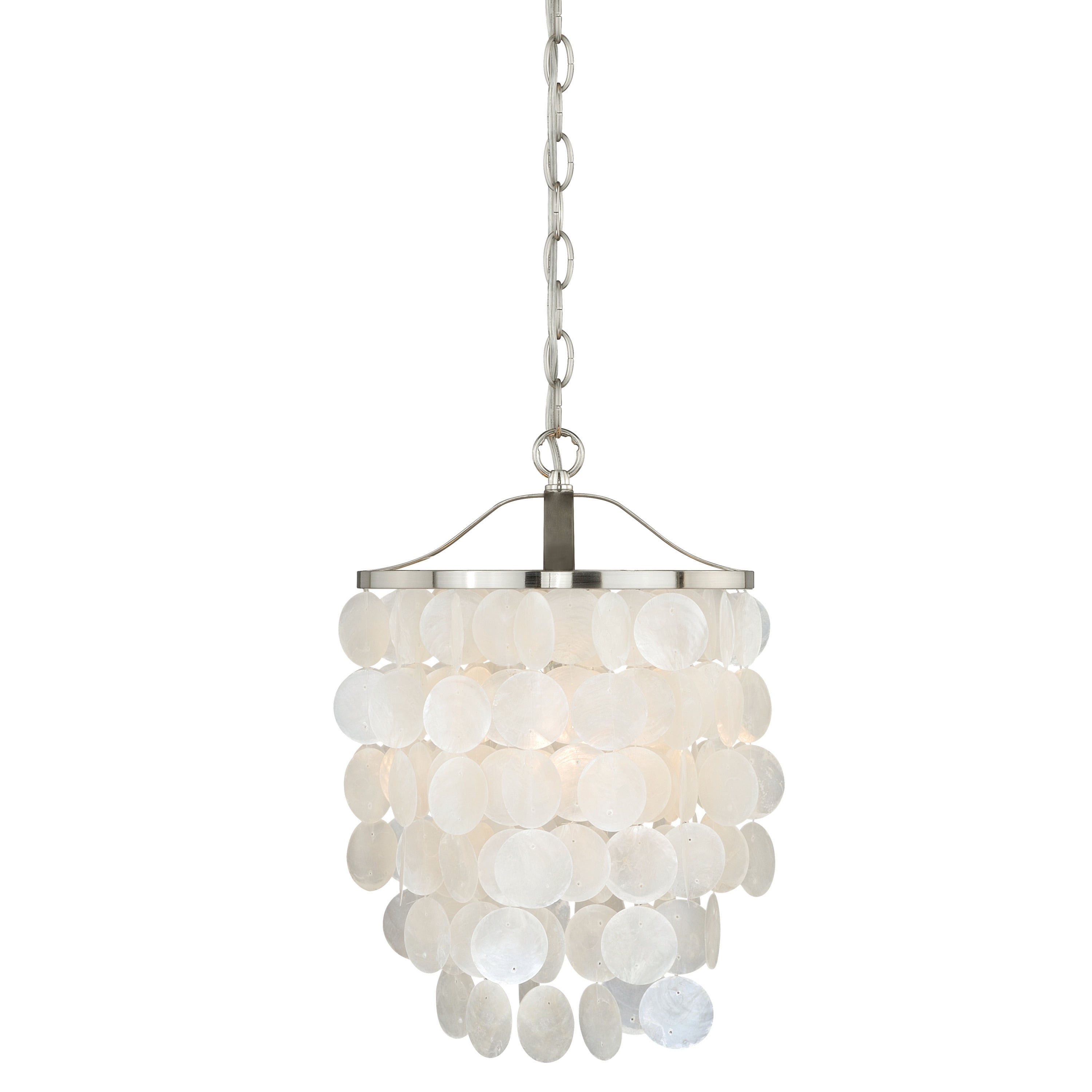 VAXCEL Elsa Satin Nickel Coastal Capiz Shell Pendant Ceiling Light - 10.5-in W x 18-in H x 10.5-in D