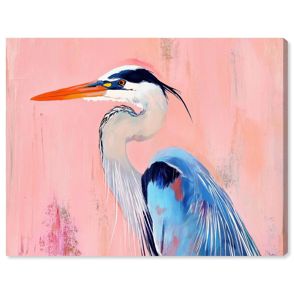 Rosy Dawn Heron Canvas by Art Remedy, Gallery Wrapped