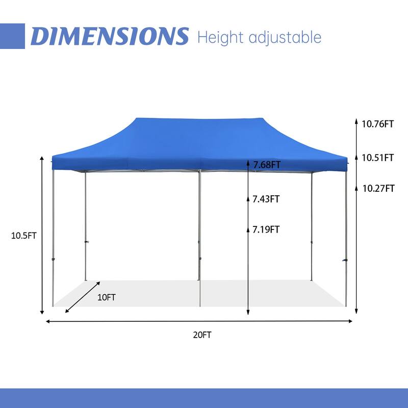 Zenova 10x20 ft Pop up Canopy Tent, Party Tent Heavy Duty Instant Shelters - 10*20