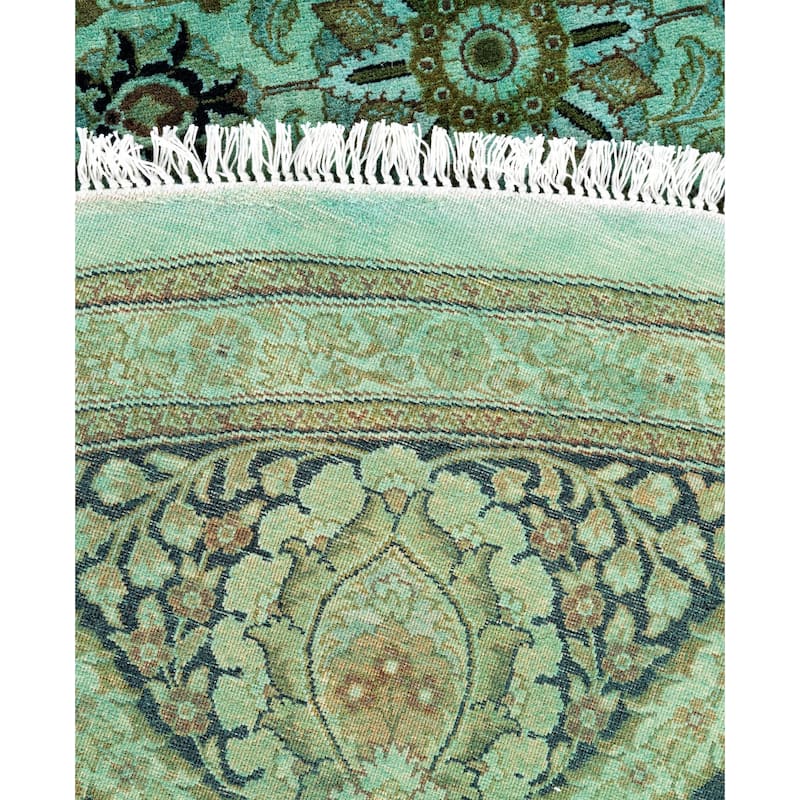 Overdyed One-of-a-Kind Hand-Knotted Area Rug - Green - 9' 1" x 9' 1"
