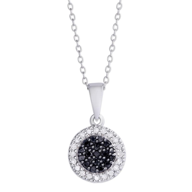 Victoria Townsend .925 Sterling Silver .23ct Black and White Diamond Round Pendant