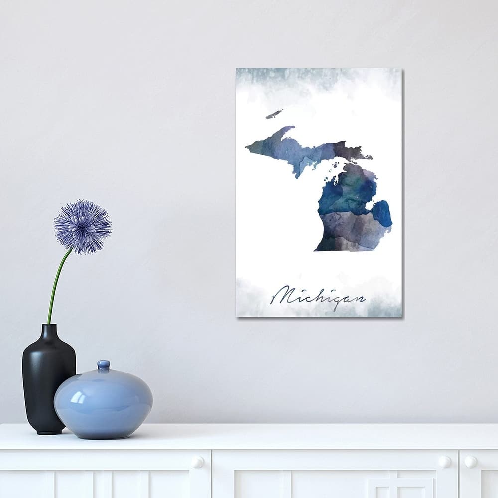 iCanvas "Michigan State Bluish" by WallDecorAddict Canvas Print