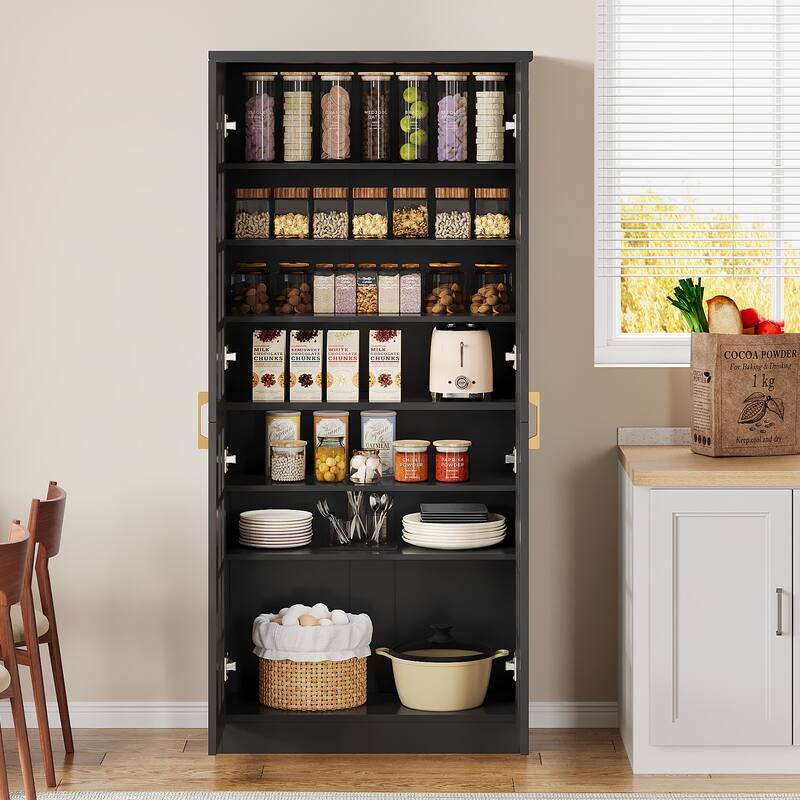 71" Tall Modern Storage Cabinet with Doors and Adjustable Shelves