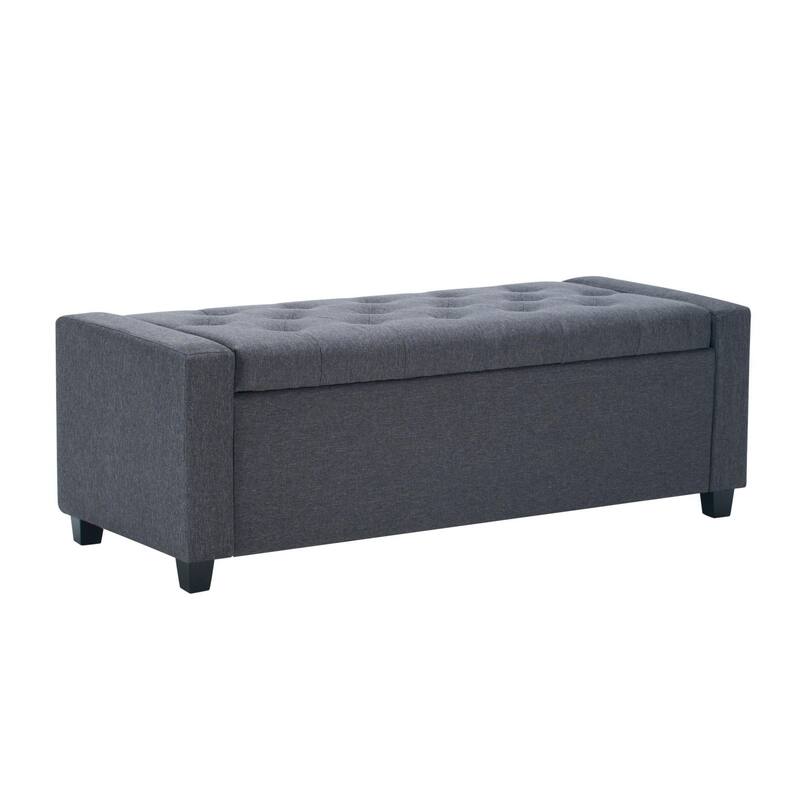 Grey End of Bed Bench Upholstered Bench for Bedroom, Storage Bench Accent Bench Vanity Bench Indoor Bench
