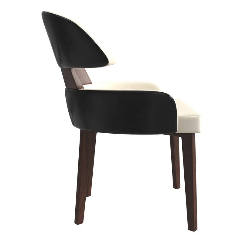 Ethos Leather Dining Chair with Rubberwood Legs Curved Back Accent Chair for Kitchen and Dining Room Set of 2