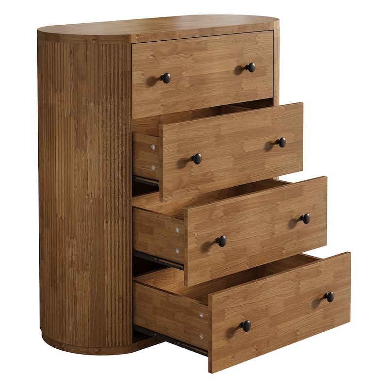4-Drawer Dresser for Bedroom, Fluted Wooden Chest of Drawers