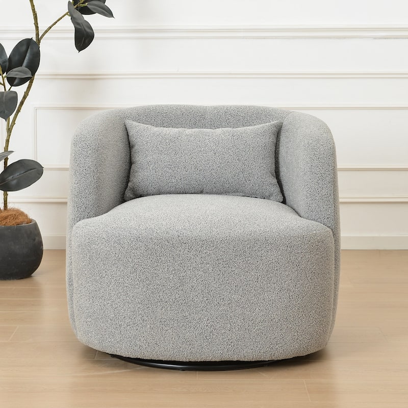 KINWELL 34" Sherpa Swivel Accent Chair Boucle Upholstered Armchair