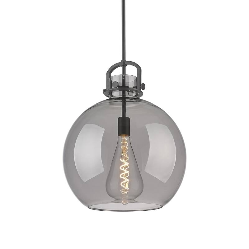 Innovations Lighting 410-1SL-21-16 Newton Sphere Pendant Newton Sphere - Matte Black / Plated Smoke