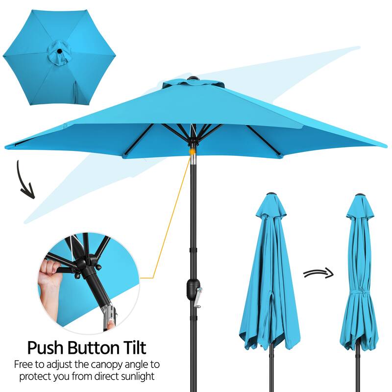 Yaheetech 9ft Patio Umbrella 8 Ribs with Push Button Tilt and Crank for Garden, Beach