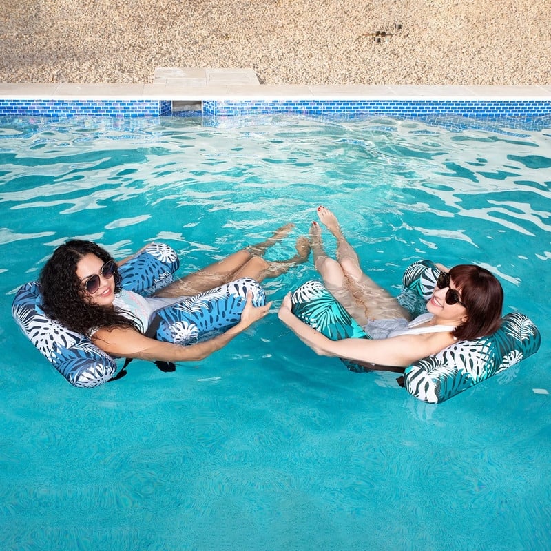2 Pcs Flower Pattern Pool Float Hammock Chairs - N/A