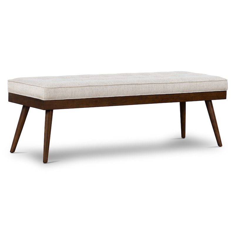Poly & Bark Luca Fabric Bench - Tufted Seat with Solid Wood Legs