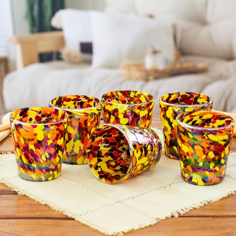 Novica Handmade Bright Confetti Handblown Recycled Glass Tumblers (Set Of 6)