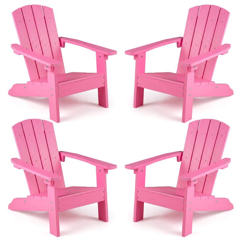 Gymax 4PCS Kid's Adirondack Chair All-Weather HDPE Toddler Lawn Chair - Pink