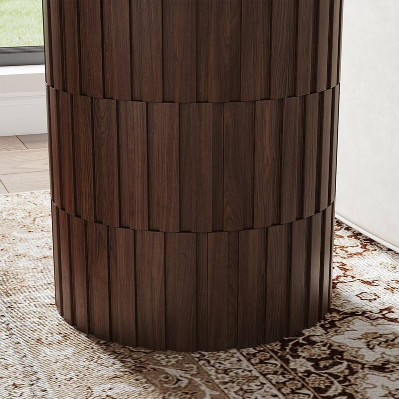 19.69" Modern Minimalist Side Table, MDF, Walnut Veneer