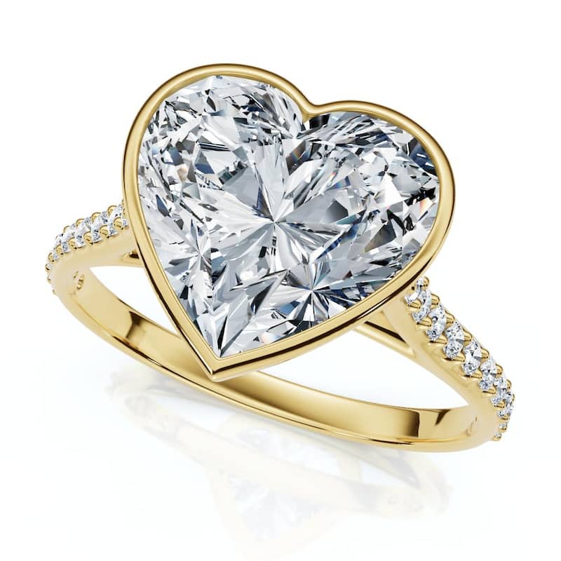 Bliss Diamond Certified 2 1/5Ct TW Heart Shape Diamond Engagement Ring Grown Lab Grown - 4.5 - Yellow