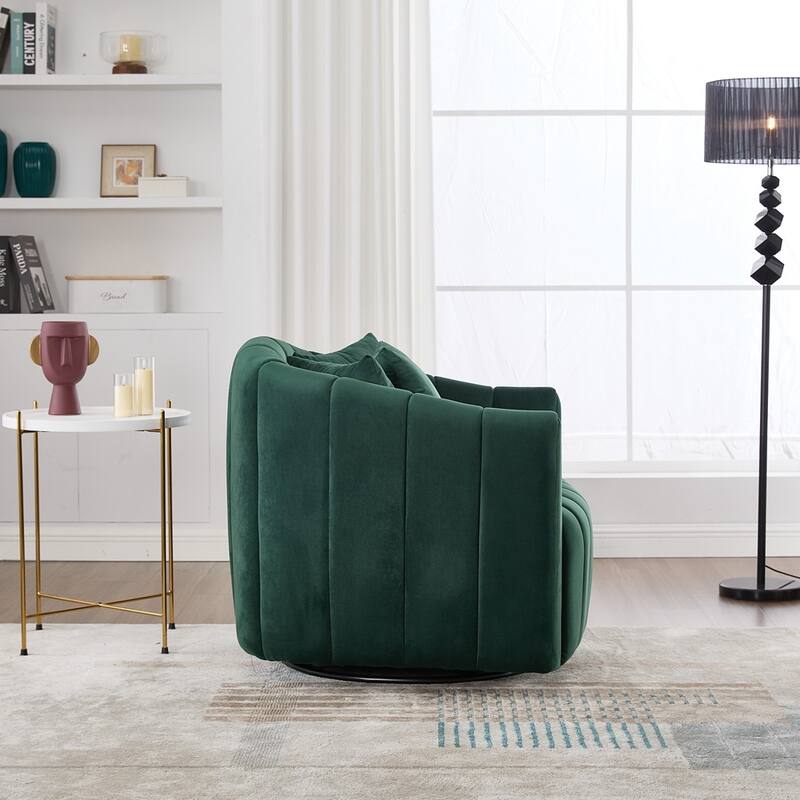 40.35"W Upholstered Oversized 360° Swivel Accent Barrel Chair