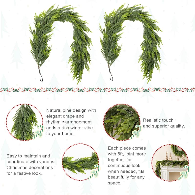 Glitzhome Christmas Greenery Pine PE Dripping Garland & Wreath & Teardrop Set