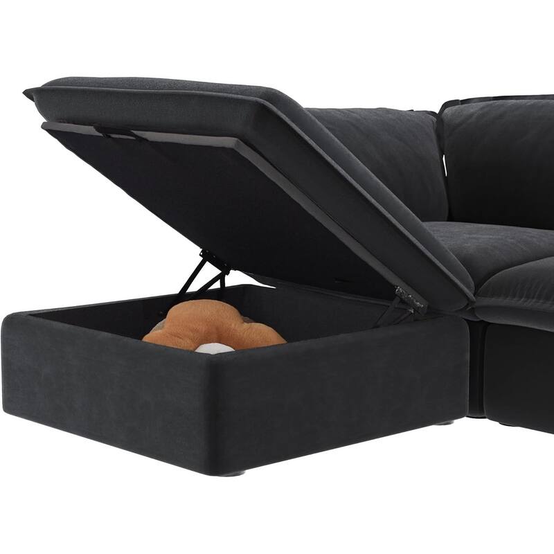 163" U-Shaped Convertible Modular Sectional Sofa, Down Filled Comfort Overstuffed Upholstered