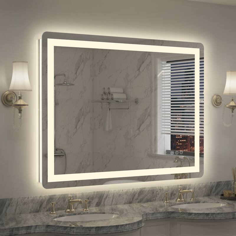 QuivaraView Frameless Front and Back LED lighted Vanity Mirror - 48" x 36"