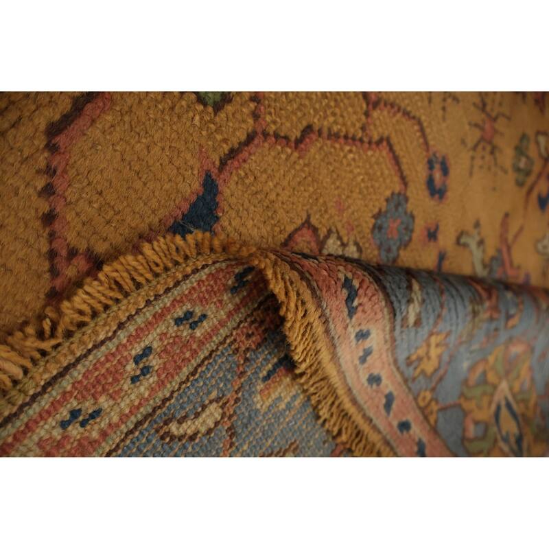 Hand Knotted Oriental 100% Wool Carpet Transitional Floral Oranges & Rust Oushak Area Rug - 8' 0'' X 6' 7''