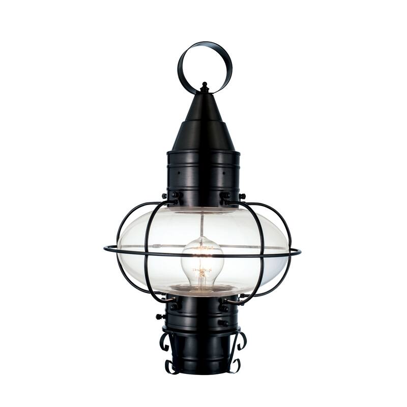 1-Light Onion Shaped Outdoor Post Light - 17.5" - Black
