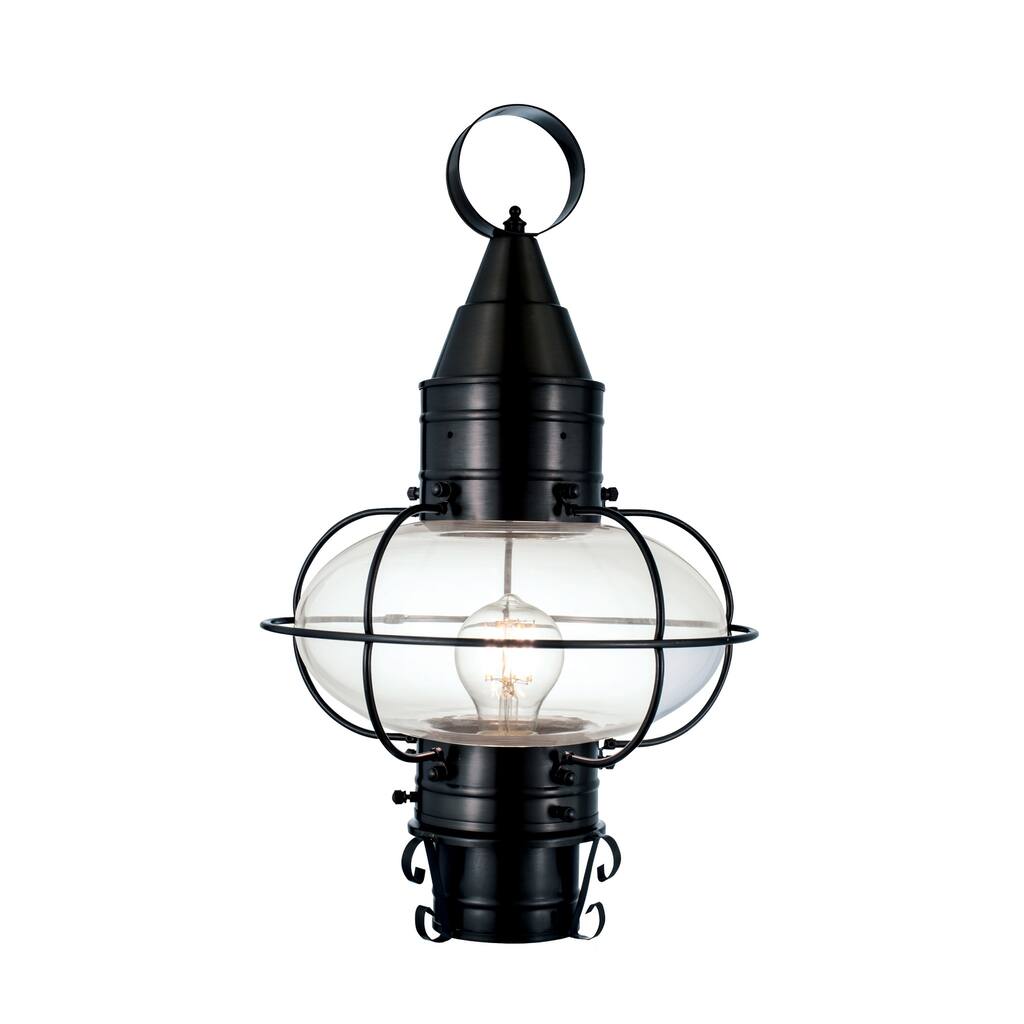 1-Light Onion Shaped Outdoor Post Light - 17.5" - Black