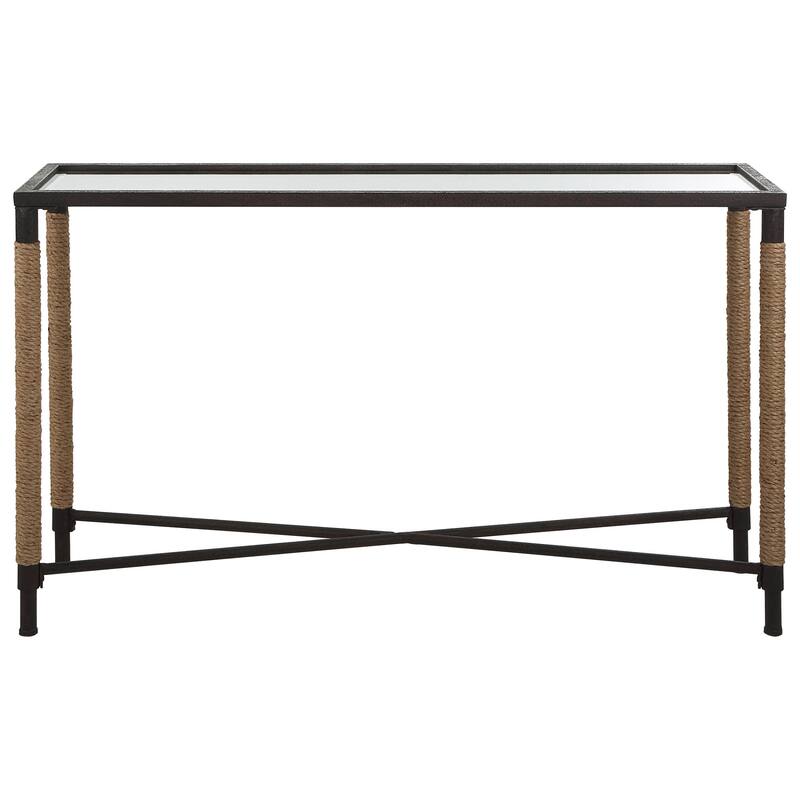 Uttermost 22880 14" Wide Iron, MDF, and Rope Sofa Table - Black