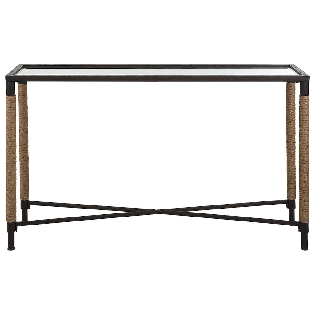 Uttermost 22880 14" Wide Iron, MDF, and Rope Sofa Table