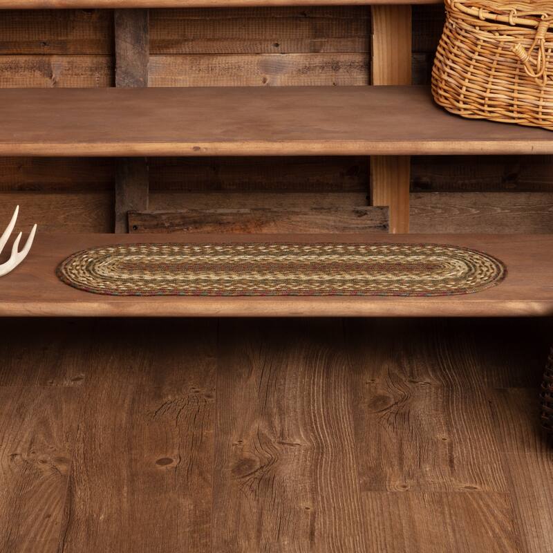 Green Rustic Flooring VHC Tea Cabin Stair Tread Jute - 8.5x27 - Moss Green - 8.5x27