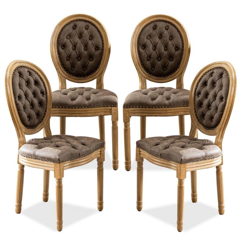 Upholstered French Style Nailhead Dining Chairs(Set of 4)