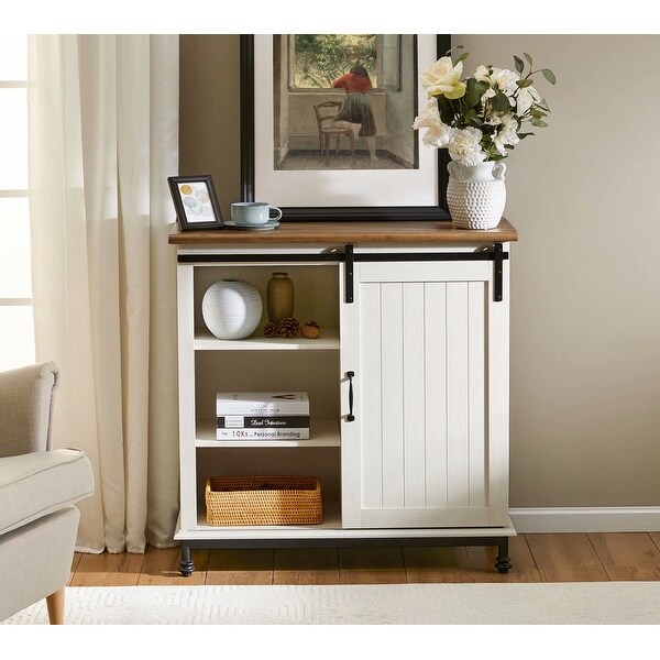 Buffet with shop sliding barn doors
