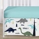 preview thumbnail 4 of 4, Sweet Jojo Designs Blue and Green Mod Dino Modern Dinosaur Collection 4-piece Bumperless Crib Bedding Set