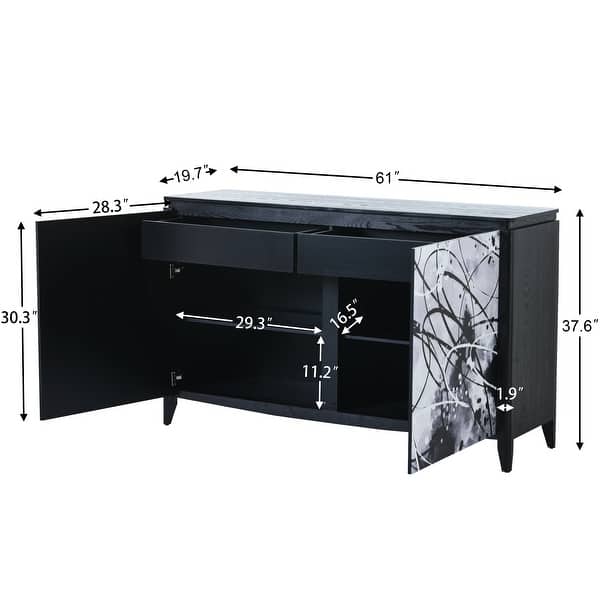 Sideboard Entryway Table with Art Spray Painting, Sofa Table Side Table