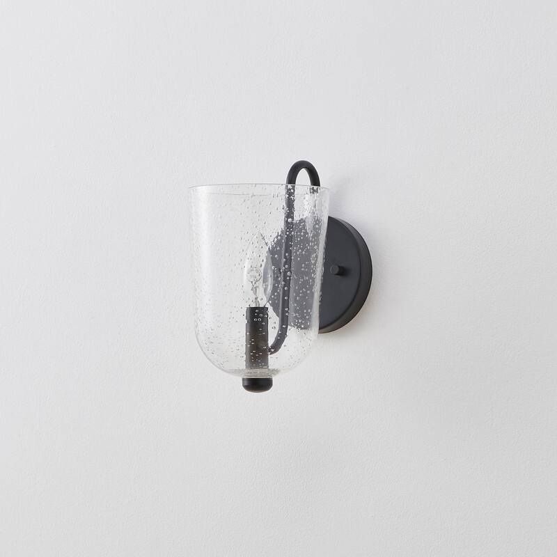 KAWOTI 1-light Wall Sconce with Seeded Glass Shade - W5.5" x H9.5" x D 7.63"