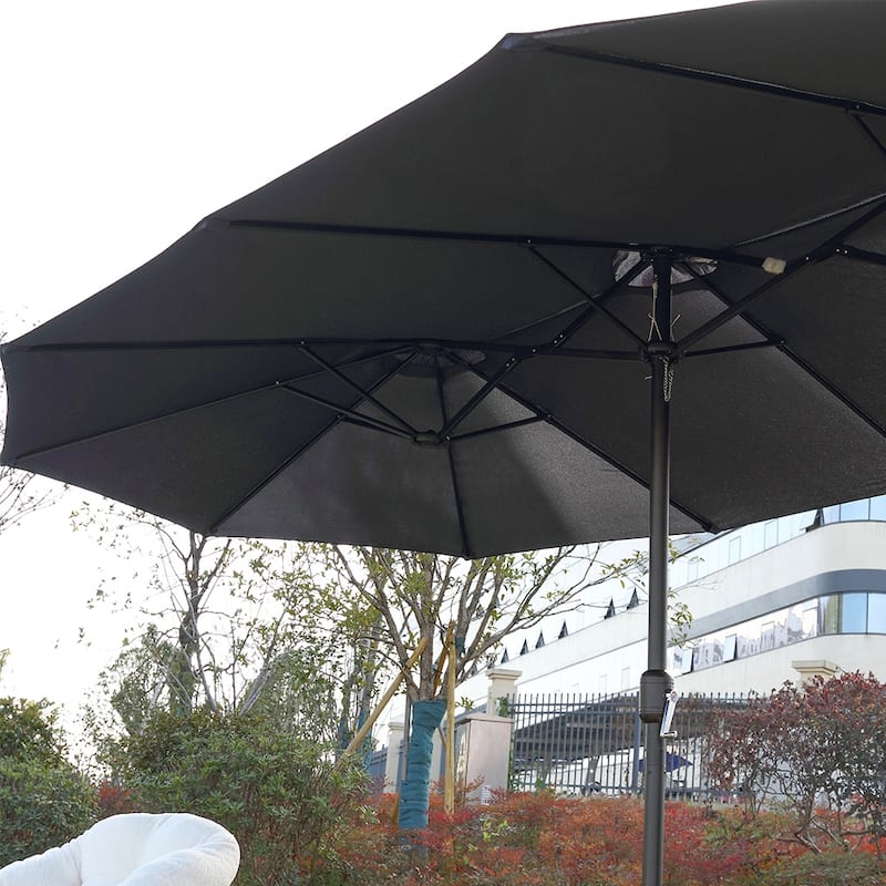 14.8 ft. x 8.8 ft. Market Double-Sided Outdoor Patio Umbrella w/Crank