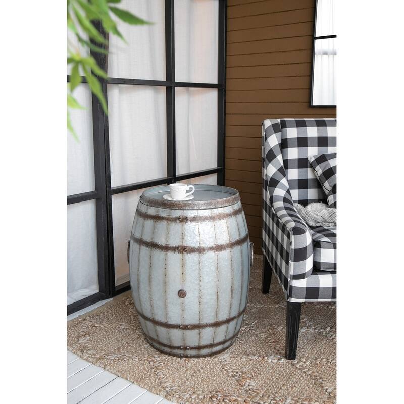 22.5x22.5x26" Drum Side Table - Antique Gray