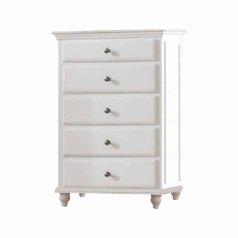 5 Drawer Spacious Wooden Chest White
