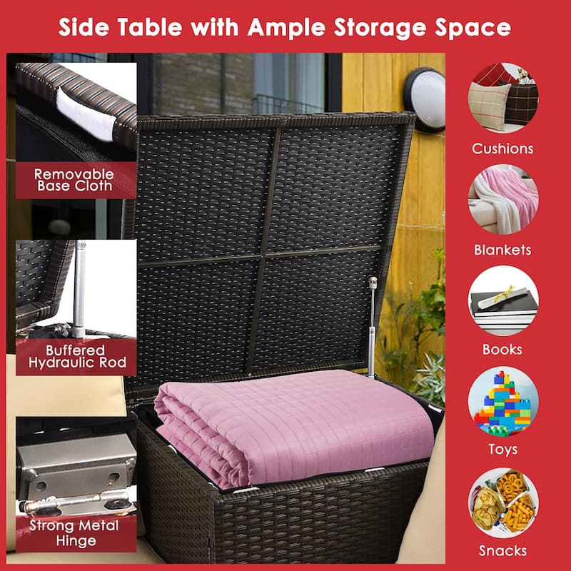 Costway 4PCS Outdoor Patio Rattan Furniture Set Cushioned Loveseat