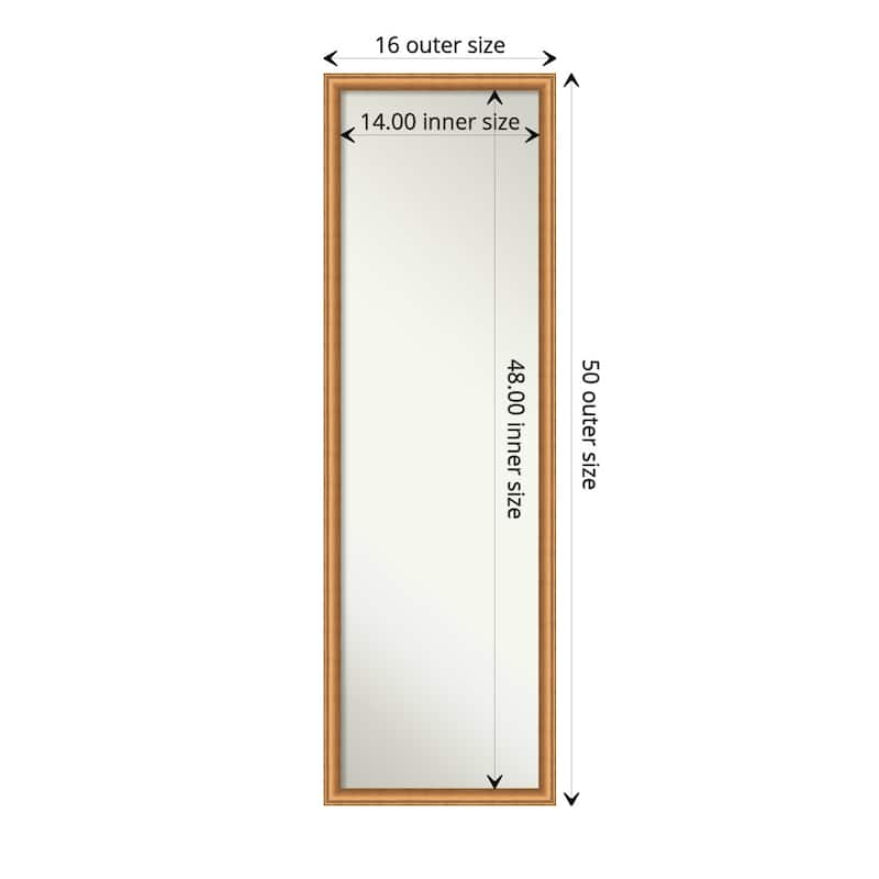 Salon Scoop Non-Beveled Wood Framed Full-Length On the Door Mirror - Glass Size 14x48 - Salon Scoop Copper