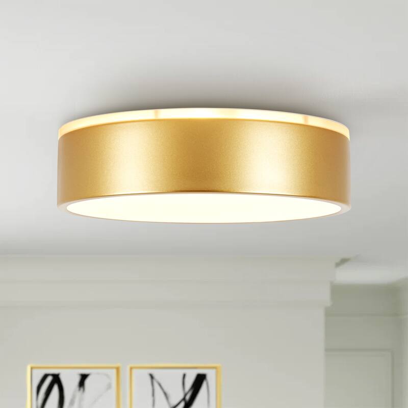 11.81 in. Modern Drum Metal Integrated LED Flush Mount Ceiling Light