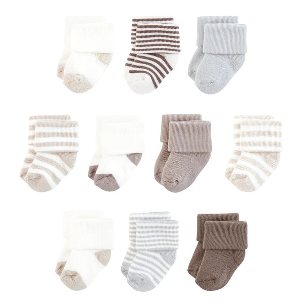 slide 1 of 1, Touched by Nature Unisex Organic Cotton Socks, Neutral Stripes 6-12 Months - Neutral Stripes