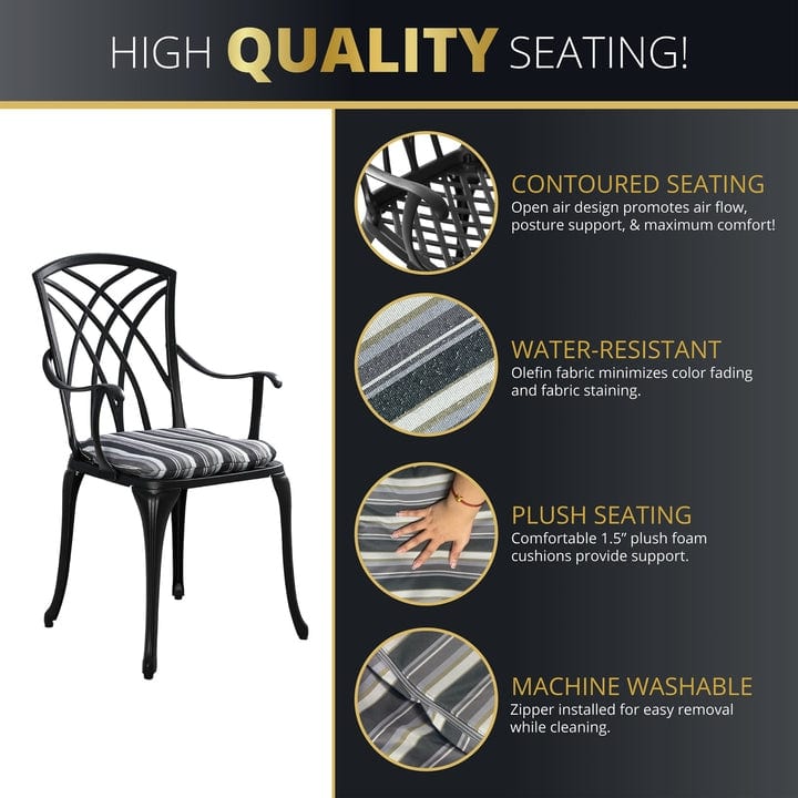 Kinger Home Ekta 24-Inch Patio Bistro Sets 3 Piece Cast Aluminum