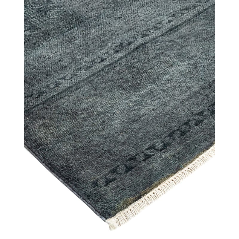 Overton Hand Knotted Wool Vintage Inspired Modern Contemporary Overdyed Gray Area Rug - 9' 4" x 11' 5"