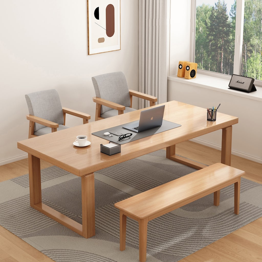 Home Office Large Computer Desk and 2 Chairs with Bench ,Dining Table for 4