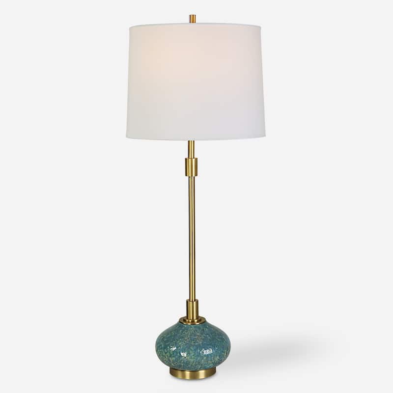 Drip Glaze Buffet Lamp - 34" - Seafoam Green