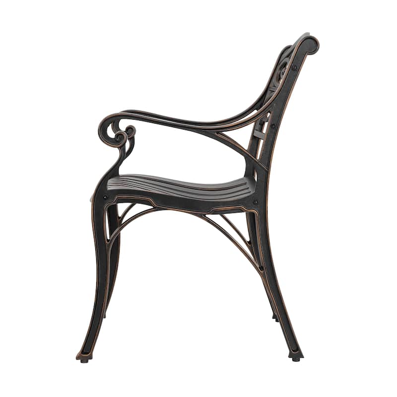 Outdoor Bistro Set of 3 Cast Aluminum Bistro Set with Umbrella Hole