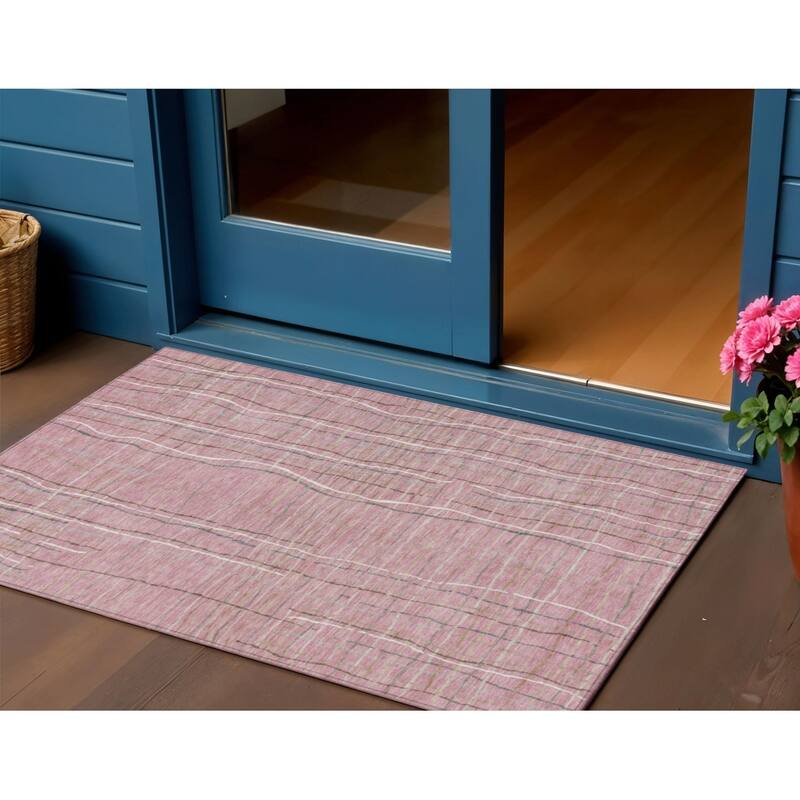 HomeRoots Striped Transitional Rectangle Outdoor Rug - 3' x 5'