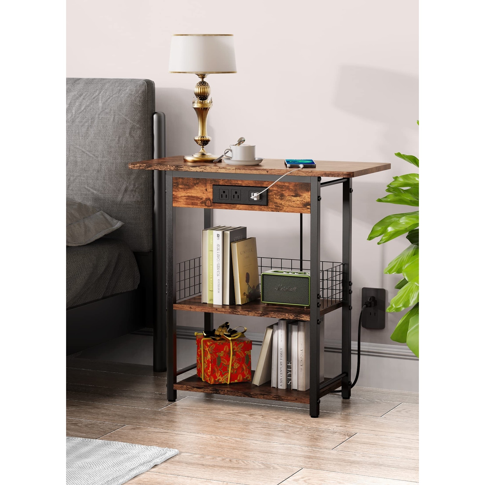 End Table with Charging Station, Narrow Side Table with USB Ports and  Outlets, Sofa Couch Table for Small Spaces Bed Bath  Beyond 37636370